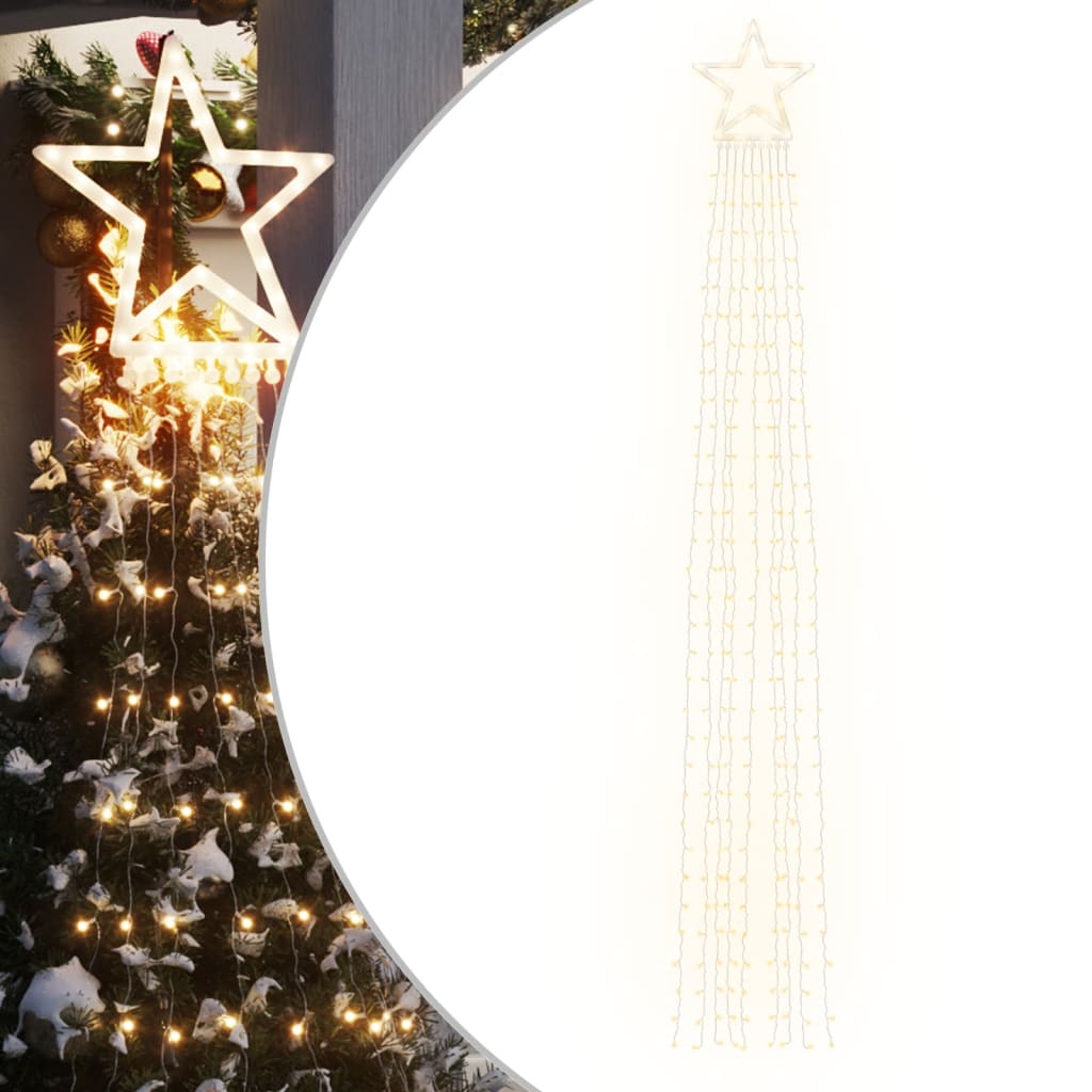 vidaXL Luces para árbol de Navidad 320 LEDs blanco cálido 375 cm