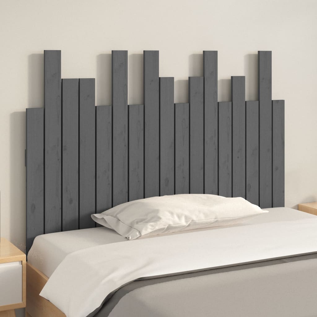 vidaXL Cabecero de cama de pared madera maciza pino gris 108x3x80 cm