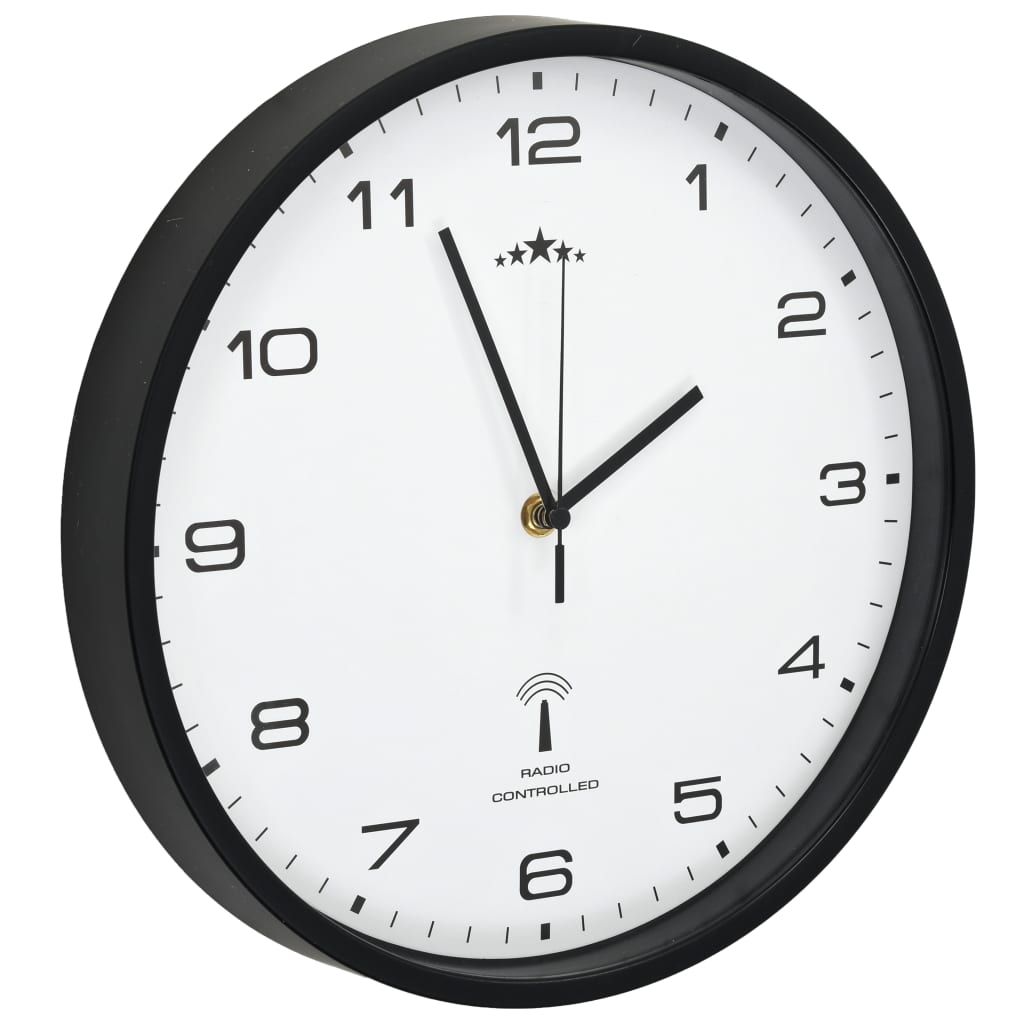 vidaXL Reloj radiocontrol de pared cuarzo blanco y negro 31 cm