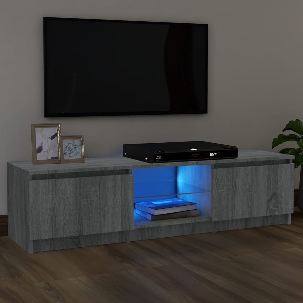 vidaXL Mueble de TV con luces LED gris Sonoma 120x30x35,5 cm