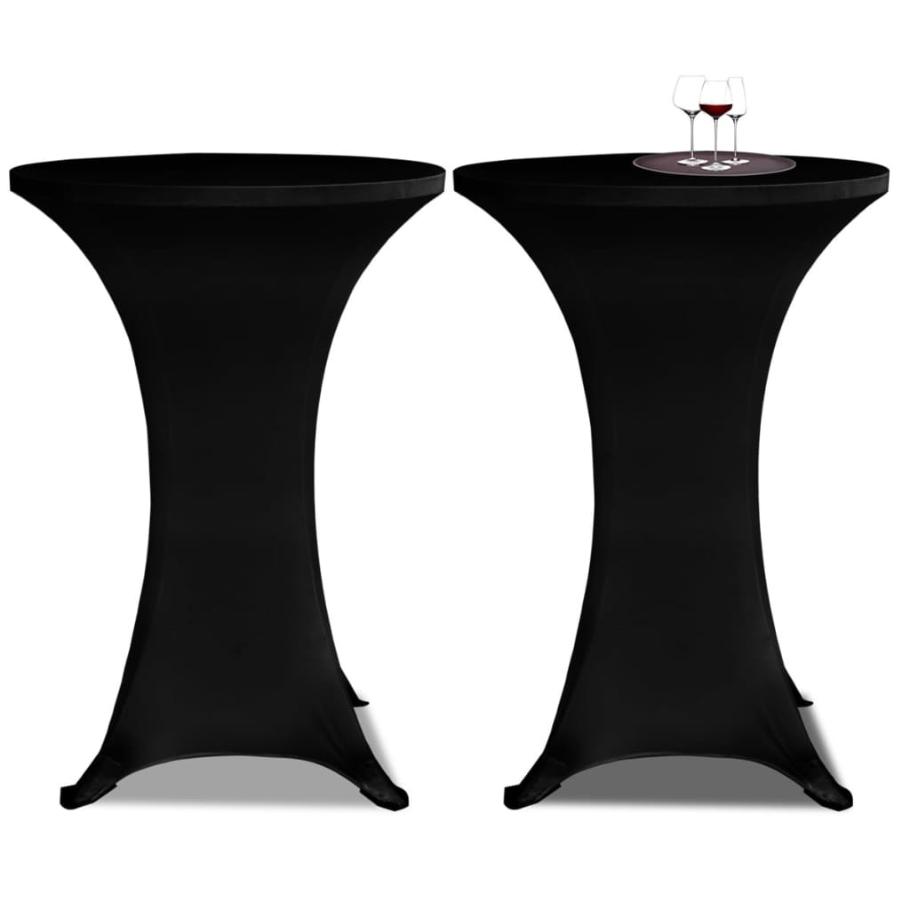 2 Manteles negros ajustados para mesa de pie - 80 cm diámetro