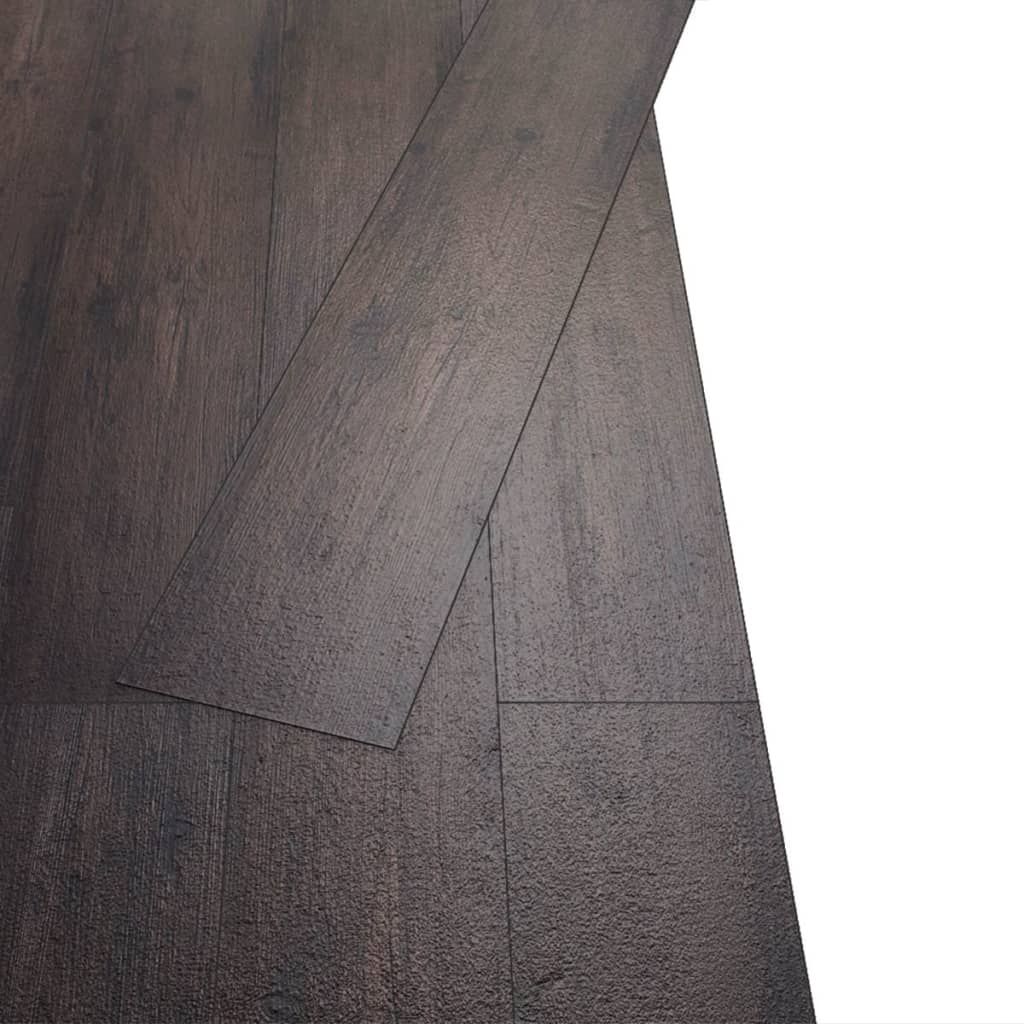 vidaXL Lamas de suelo de PVC autoadhesivas marrón oscuro 5,02 m² 2 mm