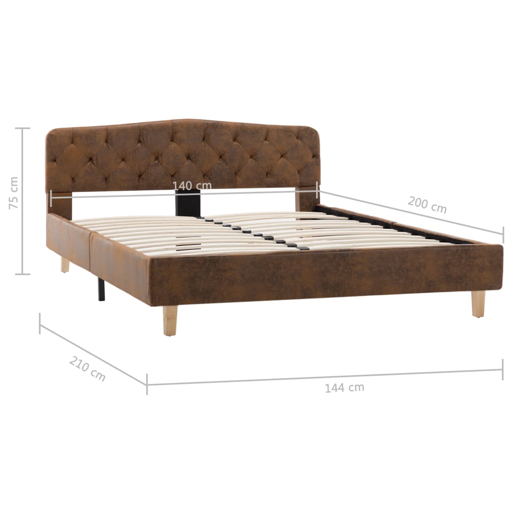 vidaXL Estructura de cama de piel de ante artificial marrón 140x200 cm