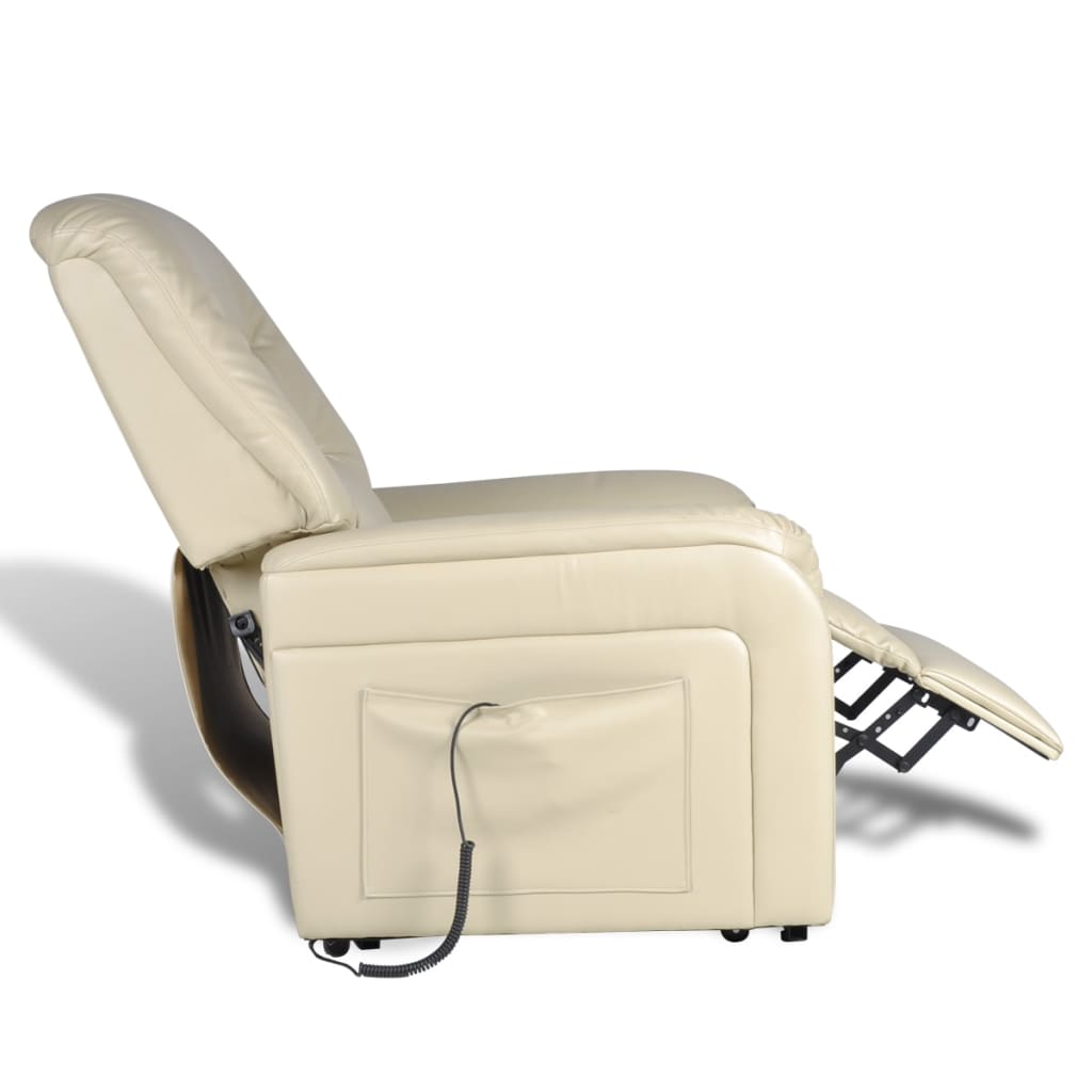 vidaXL Sillón reclinable para TV de cuero sintético beige