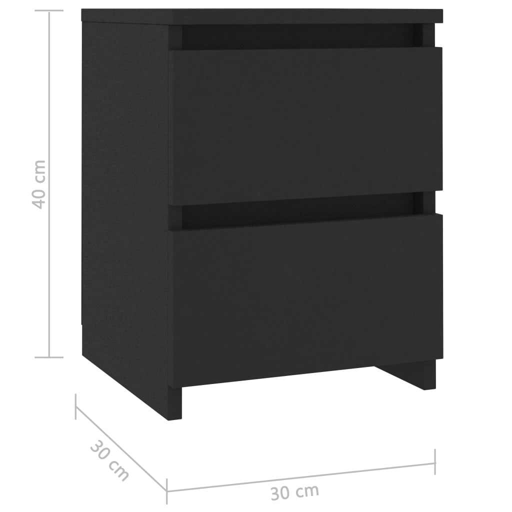 vidaXL Mesita de noche aglomerado negra 30x30x40 cm