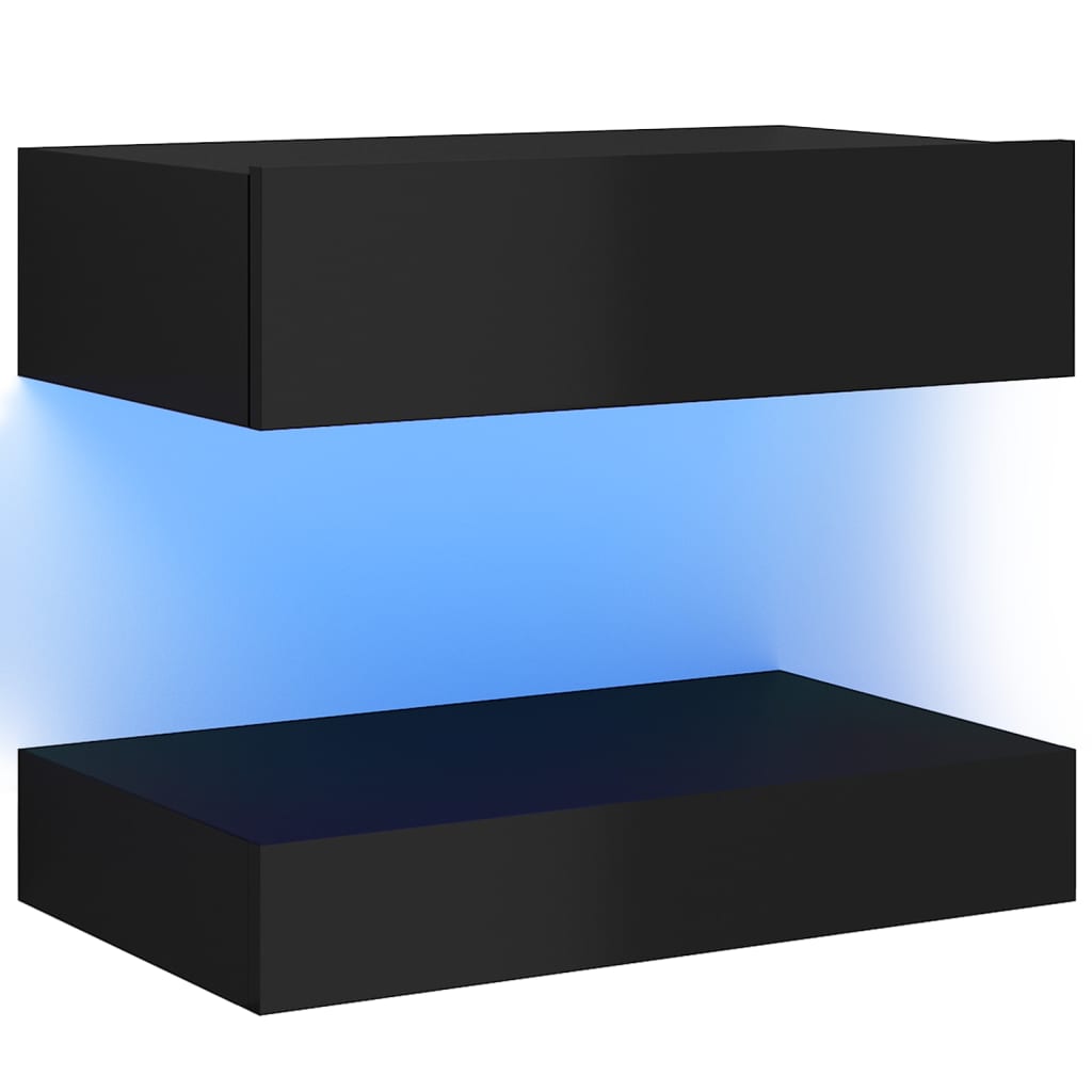 vidaXL Mueble para TV con luces LED negro brillante 60x35 cm