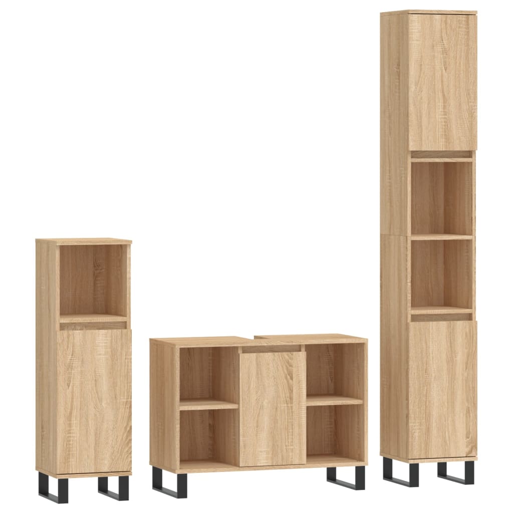 vidaXL Set de muebles de baño 3 pzas madera contrachapada roble Sonoma