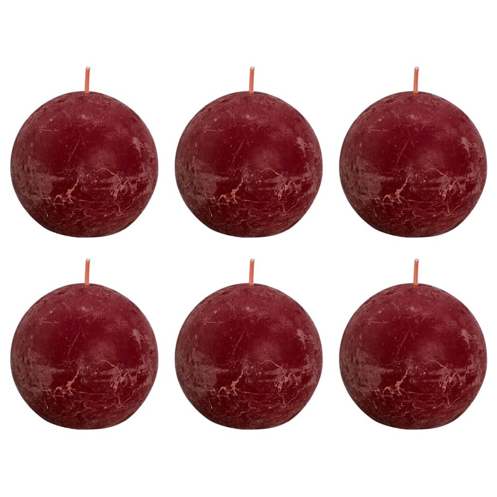Bolsius Velas de bola rústicas Shine 6 unidades rojo velvet 76x71 mm