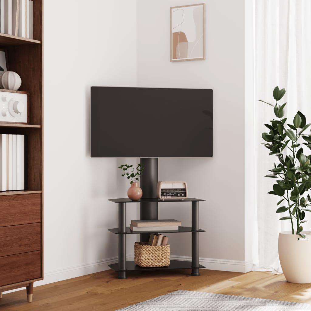 vidaXL Mueble de TV de esquina 3 niveles para 32-70 pulgadas negro