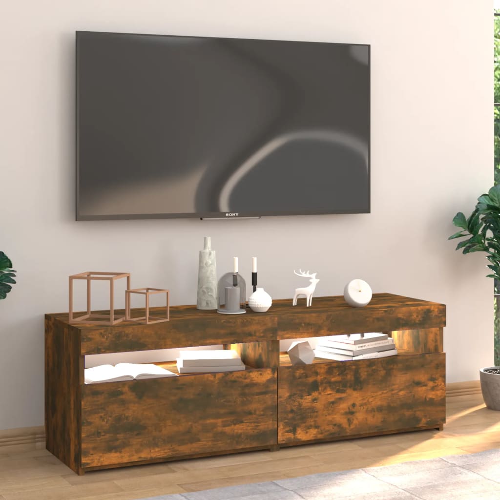 vidaXL Mueble de TV con luces LED roble ahumado 120x35x40 cm