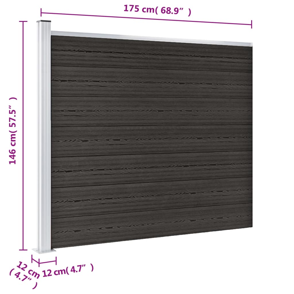 vidaXL Panel de valla WPC gris 175x146 cm