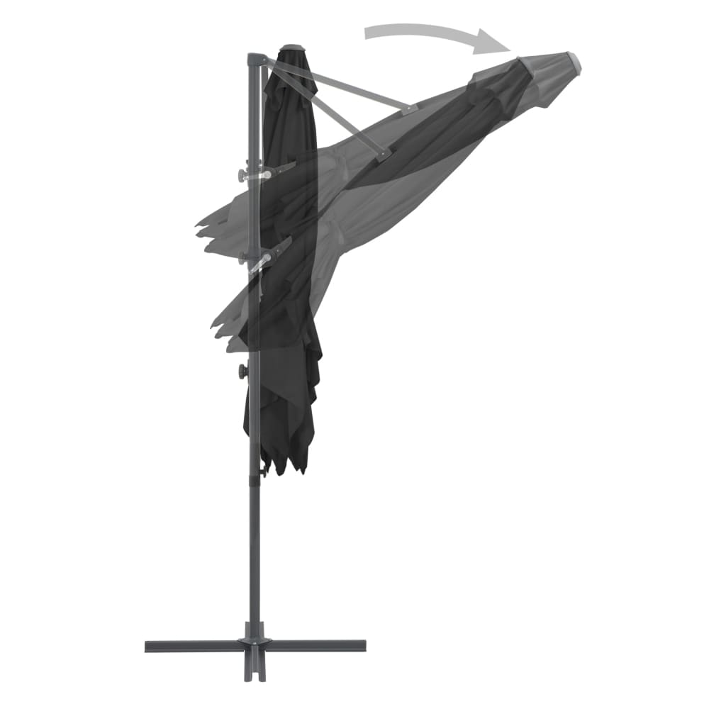 vidaXL Sombrilla voladiza con poste de acero gris antracita 250x250 cm