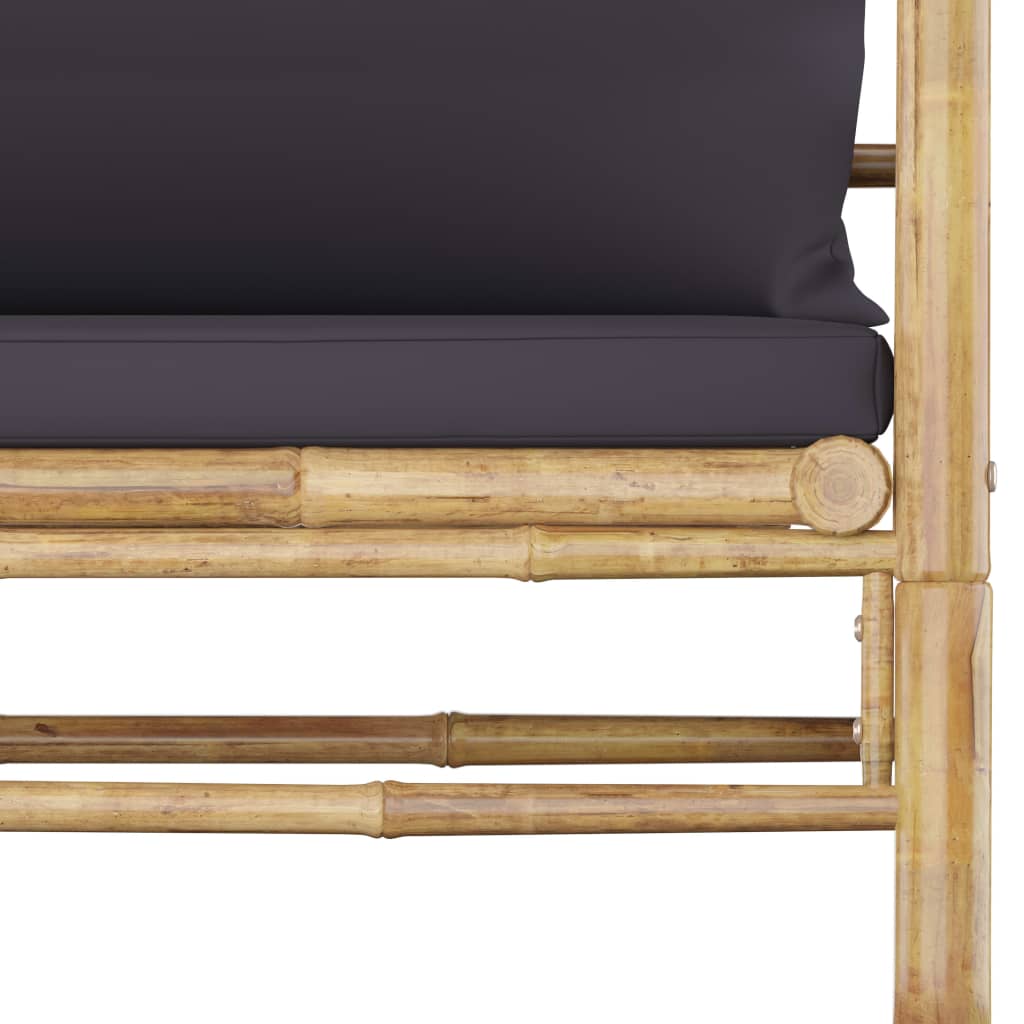 vidaXL Set de muebles de jardín 6 piezas bambú con cojines gris oscuro