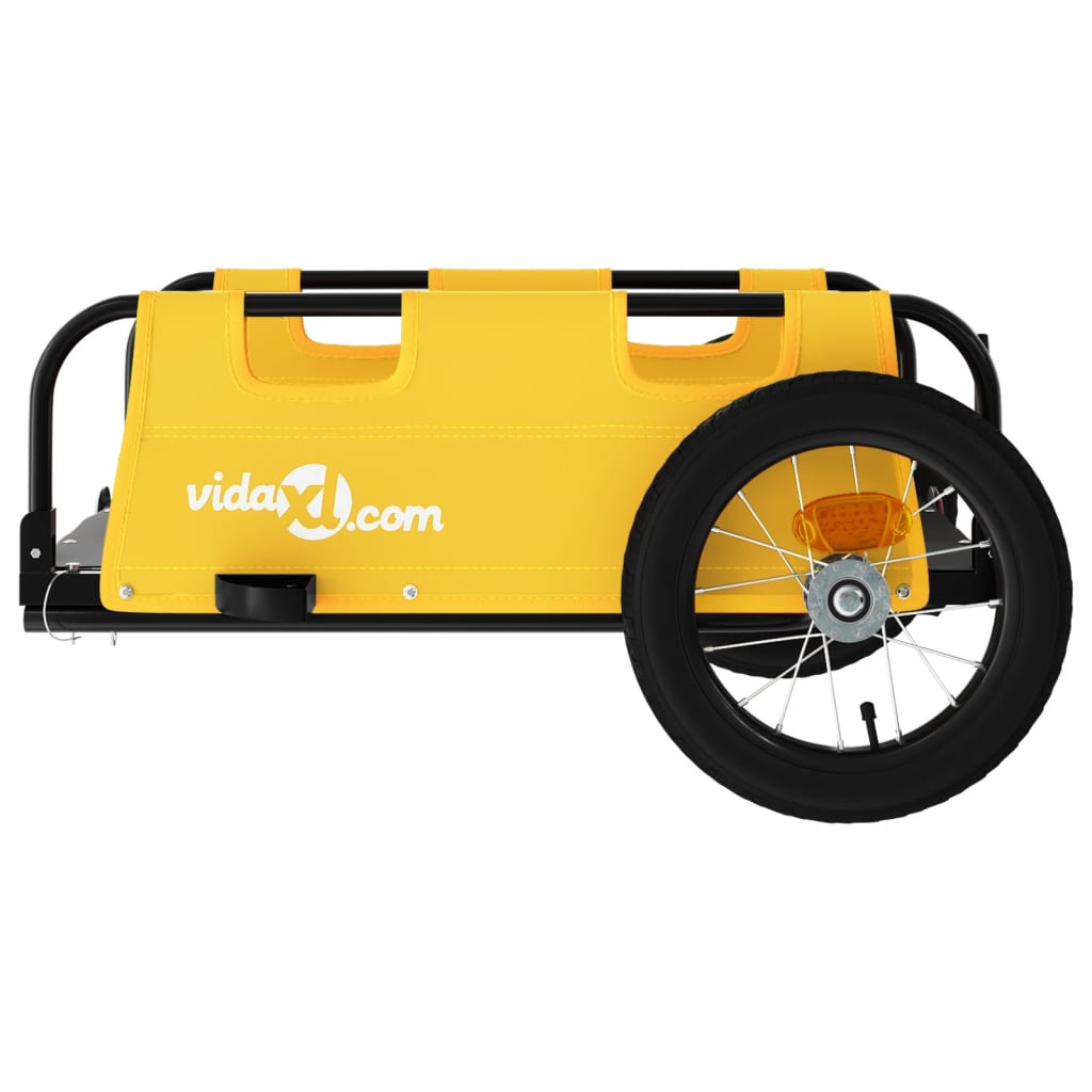 vidaXL Remolque para bicicletas hierro y tela Oxford amarillo