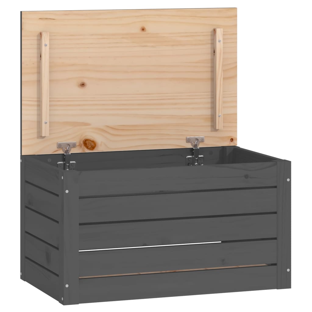 vidaXL Caja de almacenaje madera maciza de pino gris 59,5x36,5x33 cm
