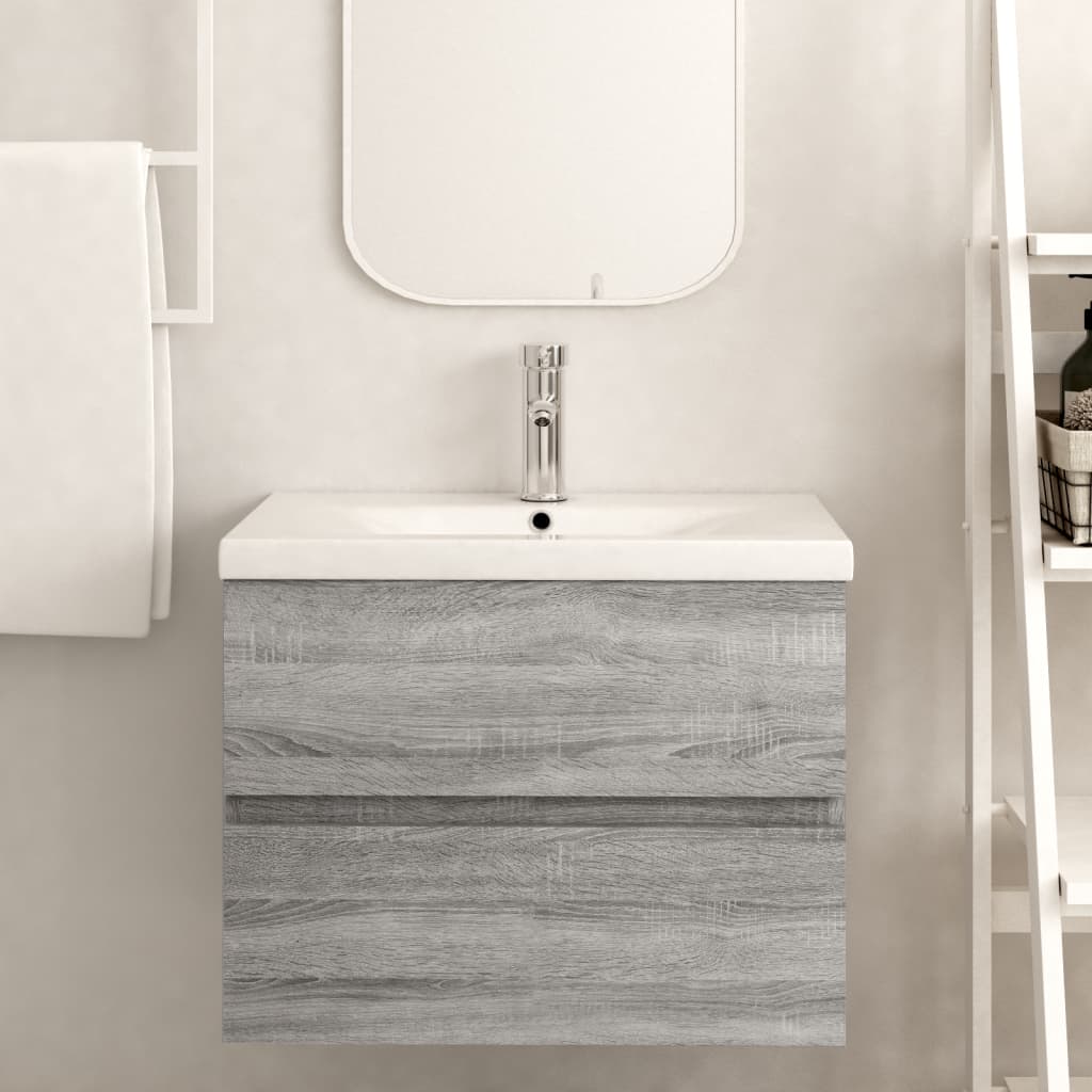 vidaXL Mueble de lavabo madera de ingeniería gris Sonoma 60x38,5x45 cm