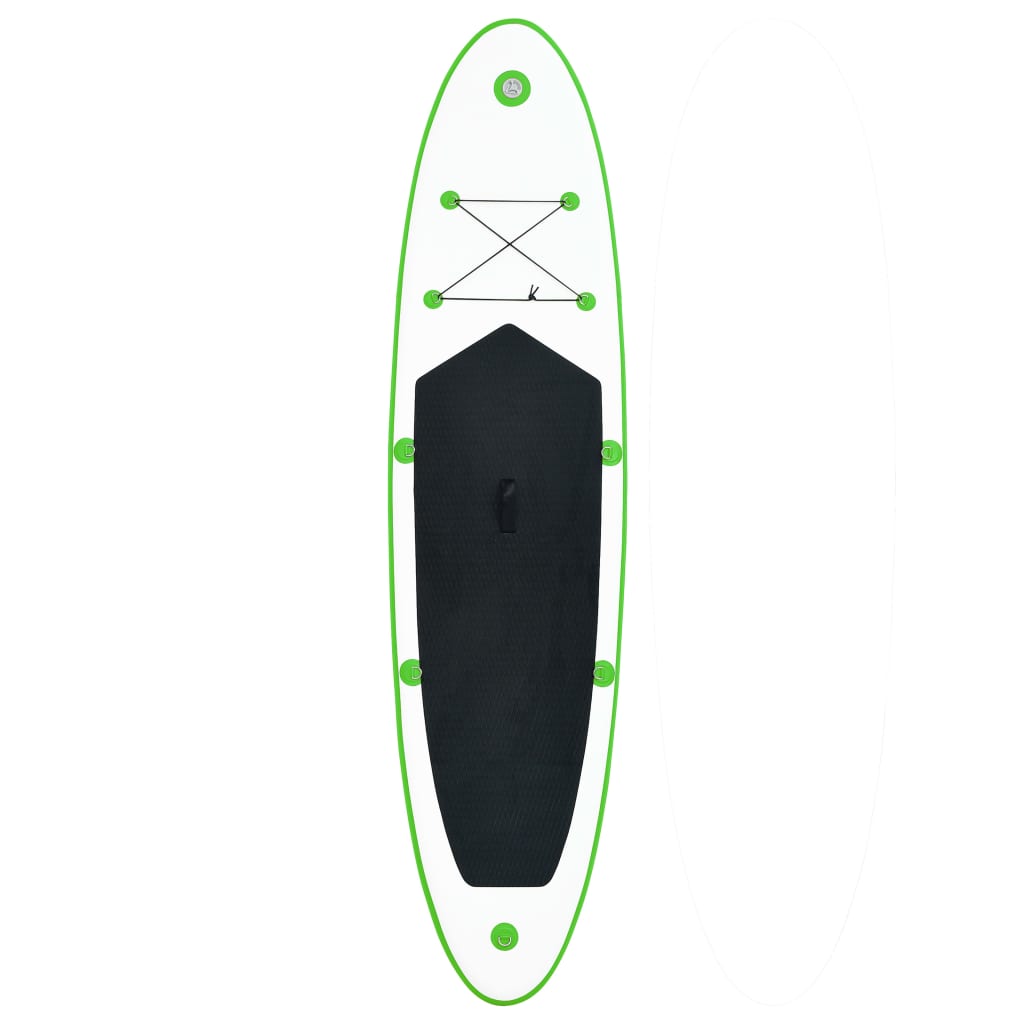 vidaXL Juego de tabla paddle surf inflable verde y blanco