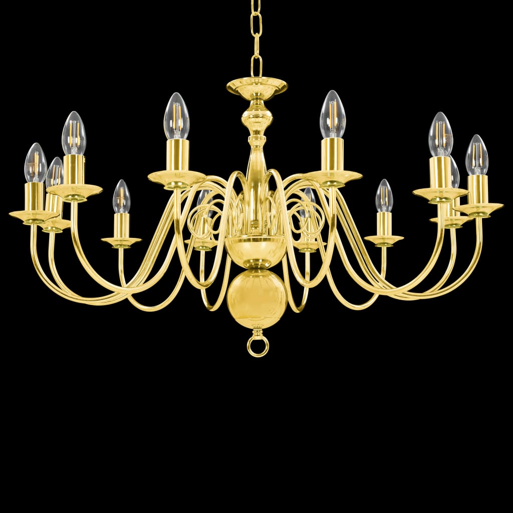 vidaXL Lámpara de araña dorada con 12 bombillas E14