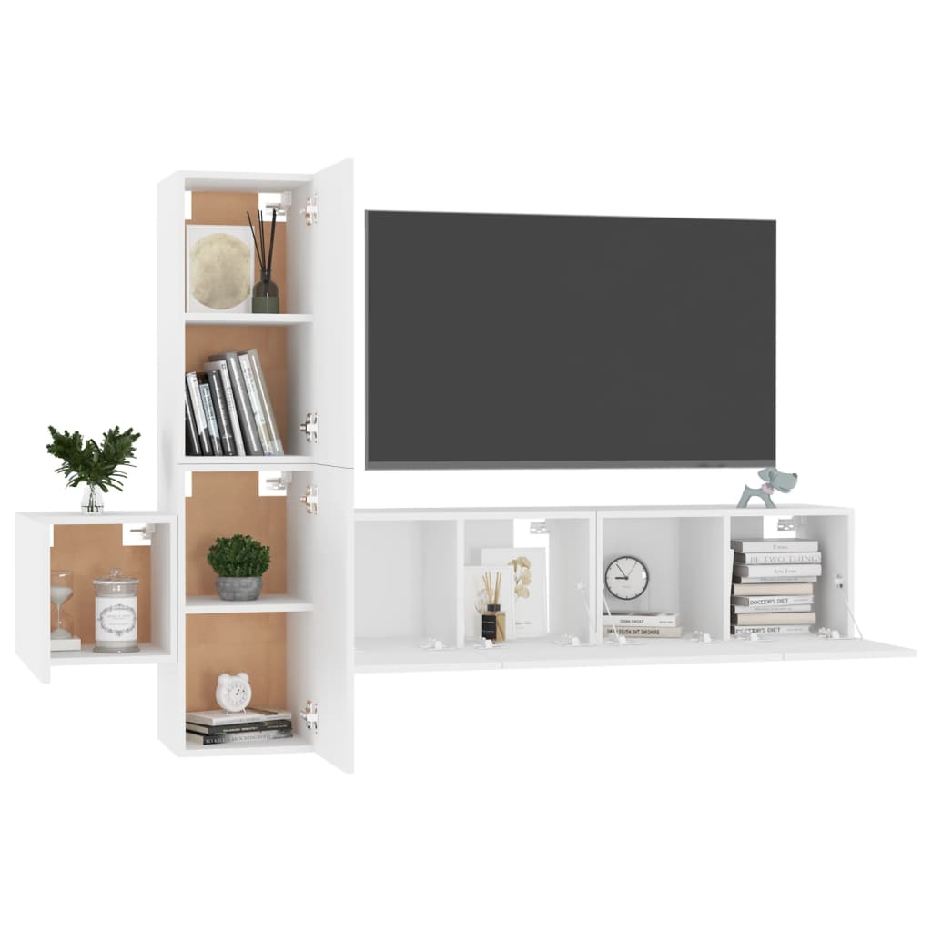 vidaXL Set de muebles de salón TV 5 piezas madera de ingeniería blanco