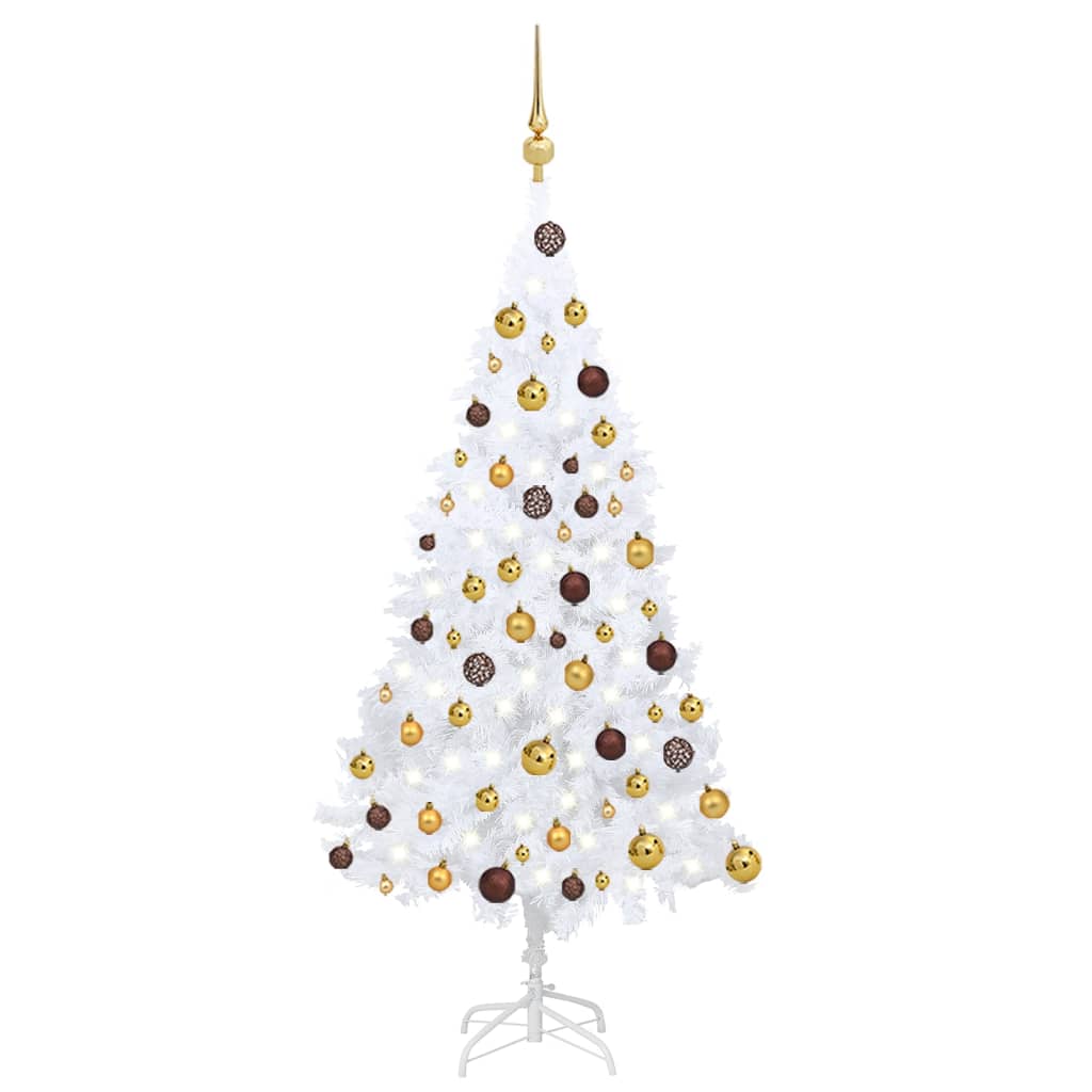 vidaXL Árbol de Navidad preiluminado con luces y bolas blanco 120 cm