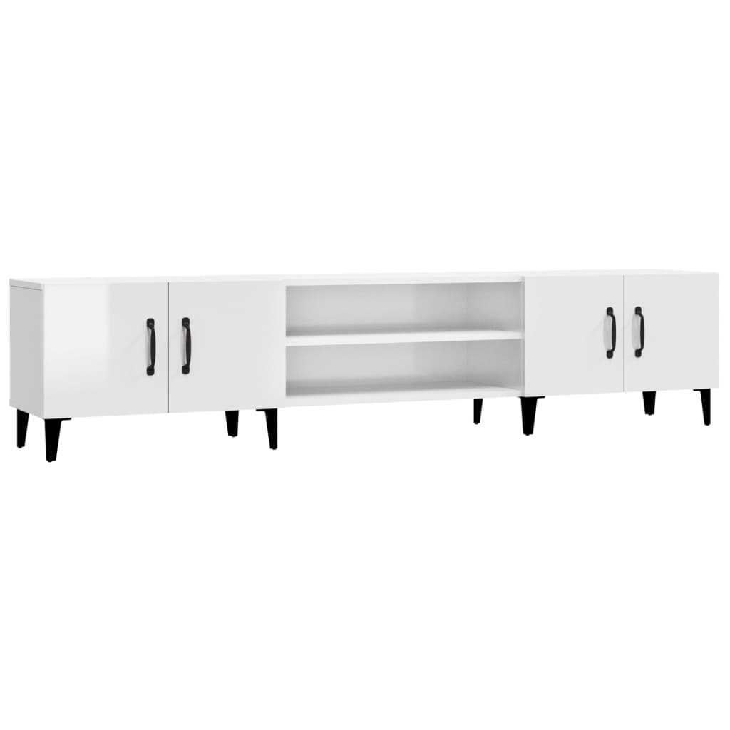 vidaXL Mueble de TV madera contrachapada blanco brillo 180x31,5x40 cm