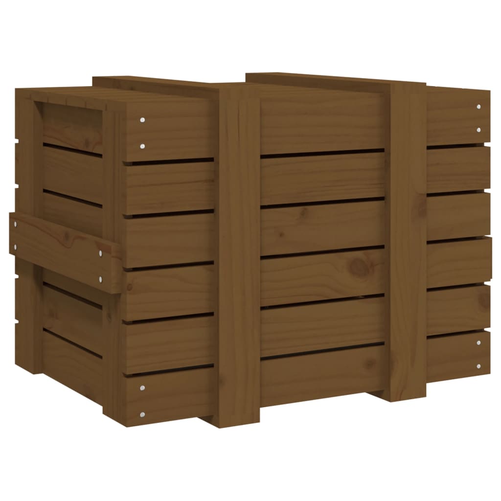 vidaXL Caja almacenaje madera maciza pino marrón miel 58x40,5x42 cm