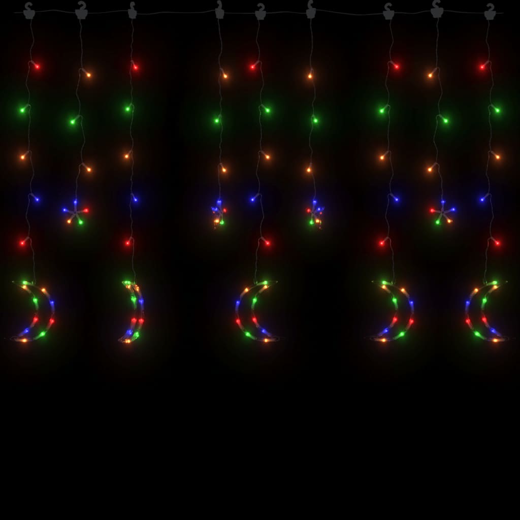 vidaXL Luces de hadas estrellas y lunas 138 LED colorido