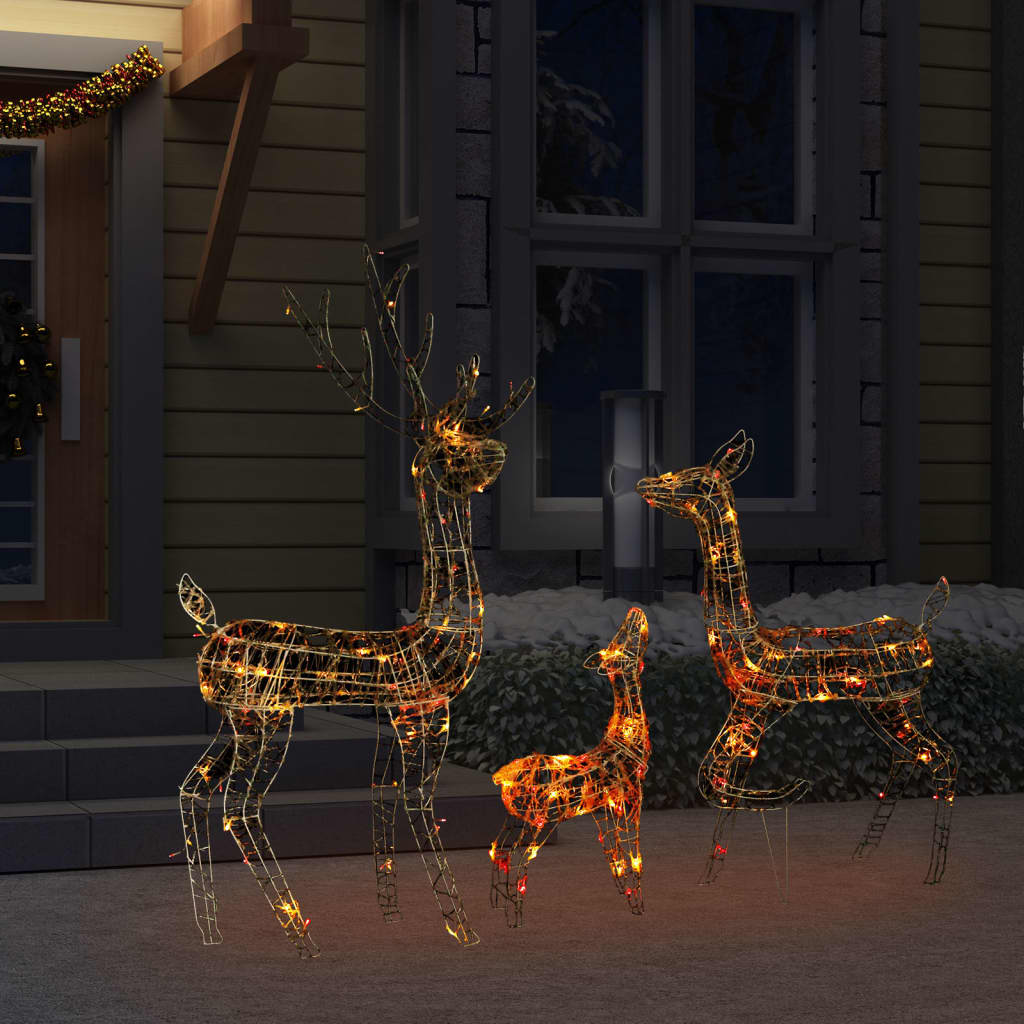 vidaXL Familia de renos de Navidad acrílico 300 LEDs de colores