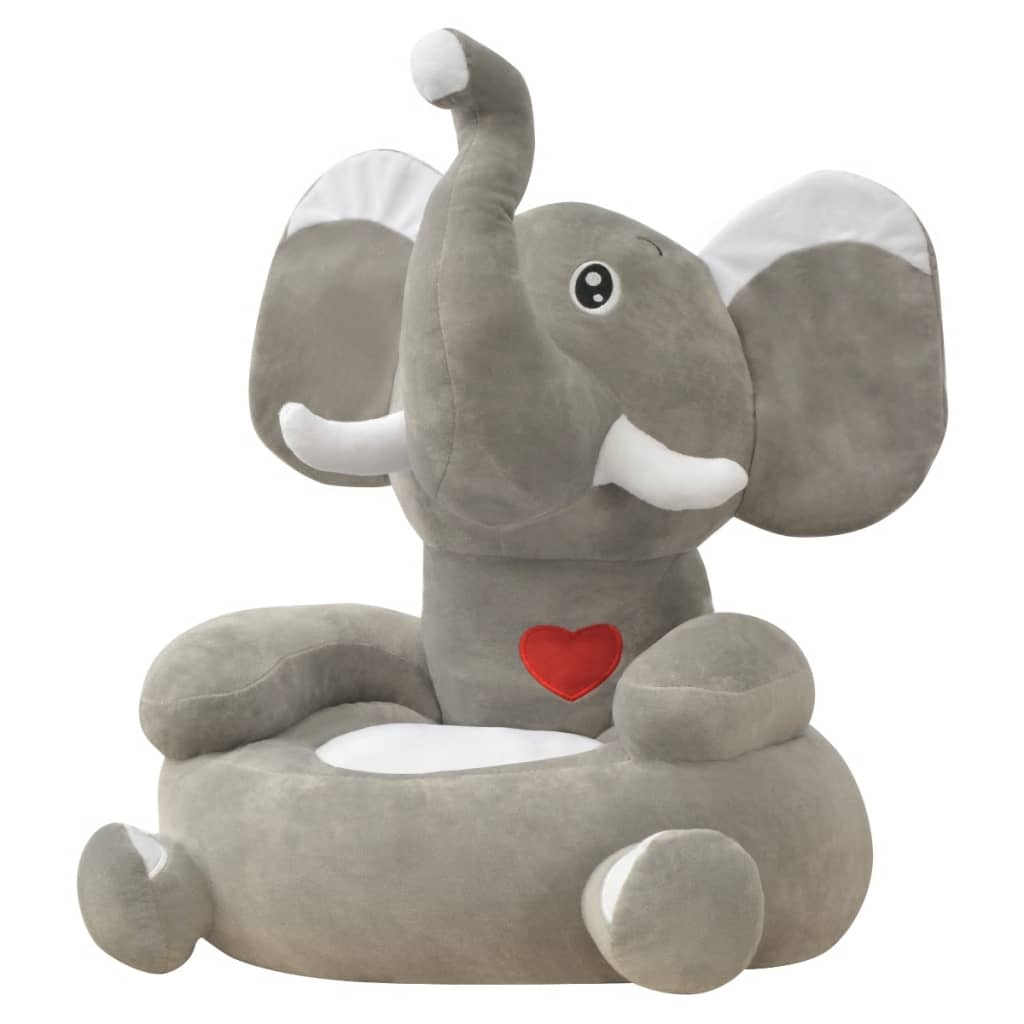 vidaXL Silla de peluche para niños elefante gris