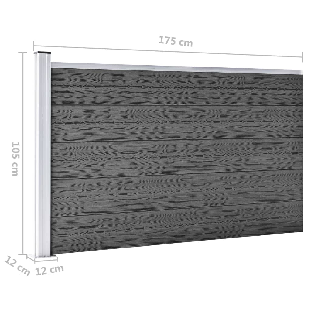 vidaXL Set de paneles de valla WPC negro 526x105 cm