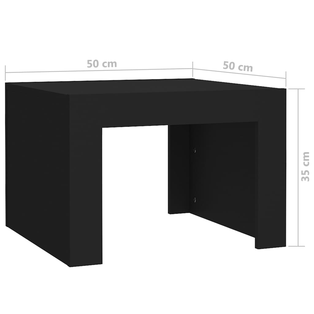 vidaXL Mesa de centro madera contrachapada negro 50x50x35 cm