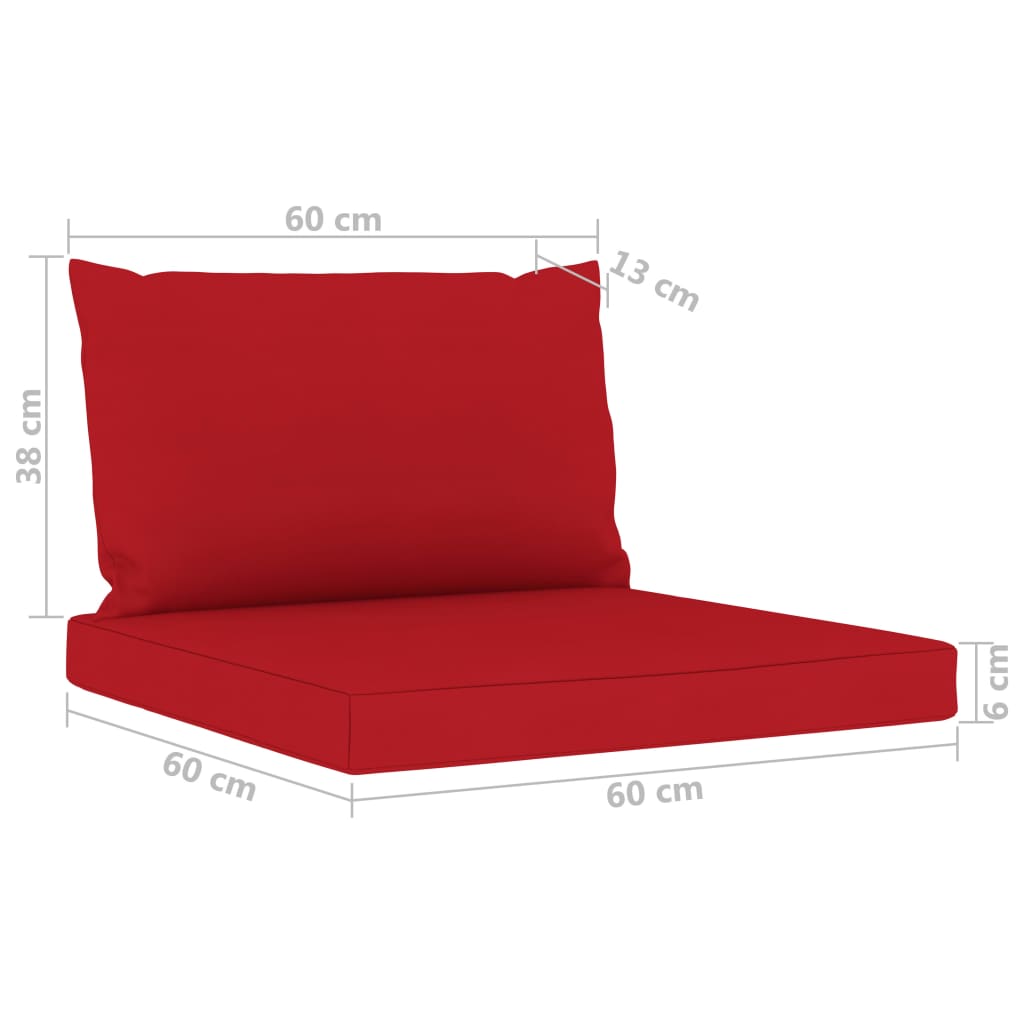 vidaXL Juego de muebles de jardín 6 piezas con cojines rojos