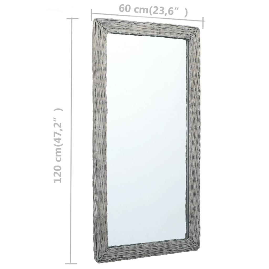 vidaXL Espejo de mimbre 120x60 cm