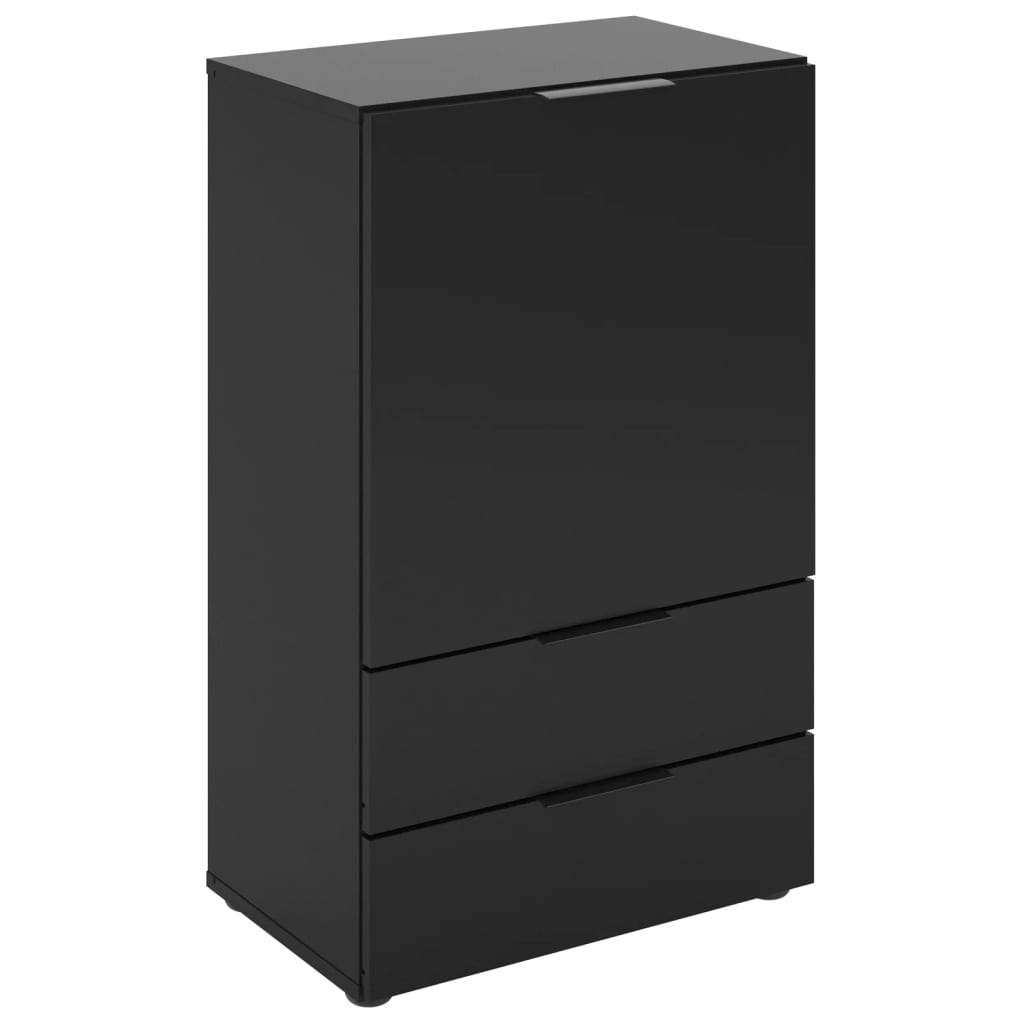 FMD Cómoda con cajón y puertas negro 49,7x31,7x81,3 cm