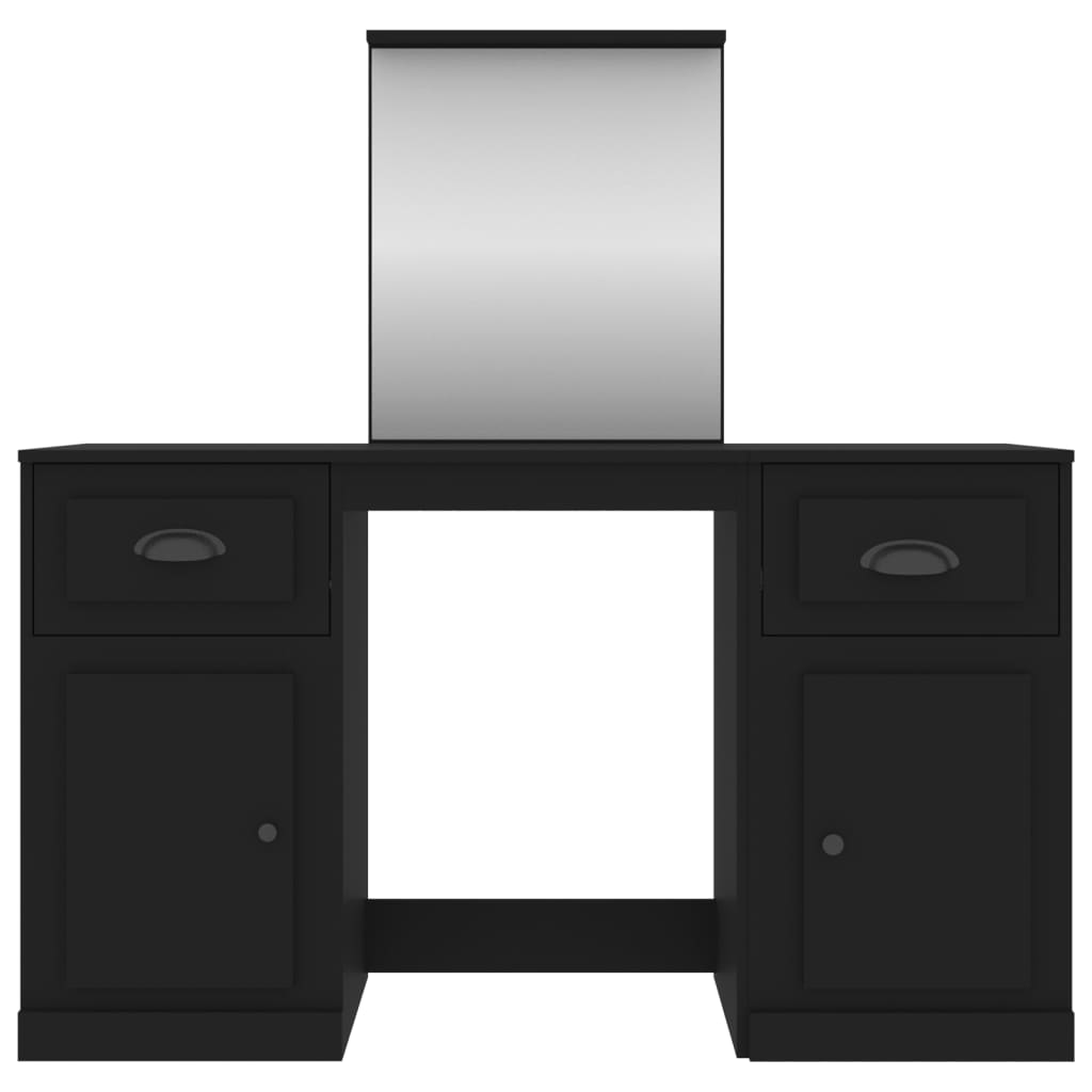 vidaXL Tocador con espejo negro 130x50x132,5 cm