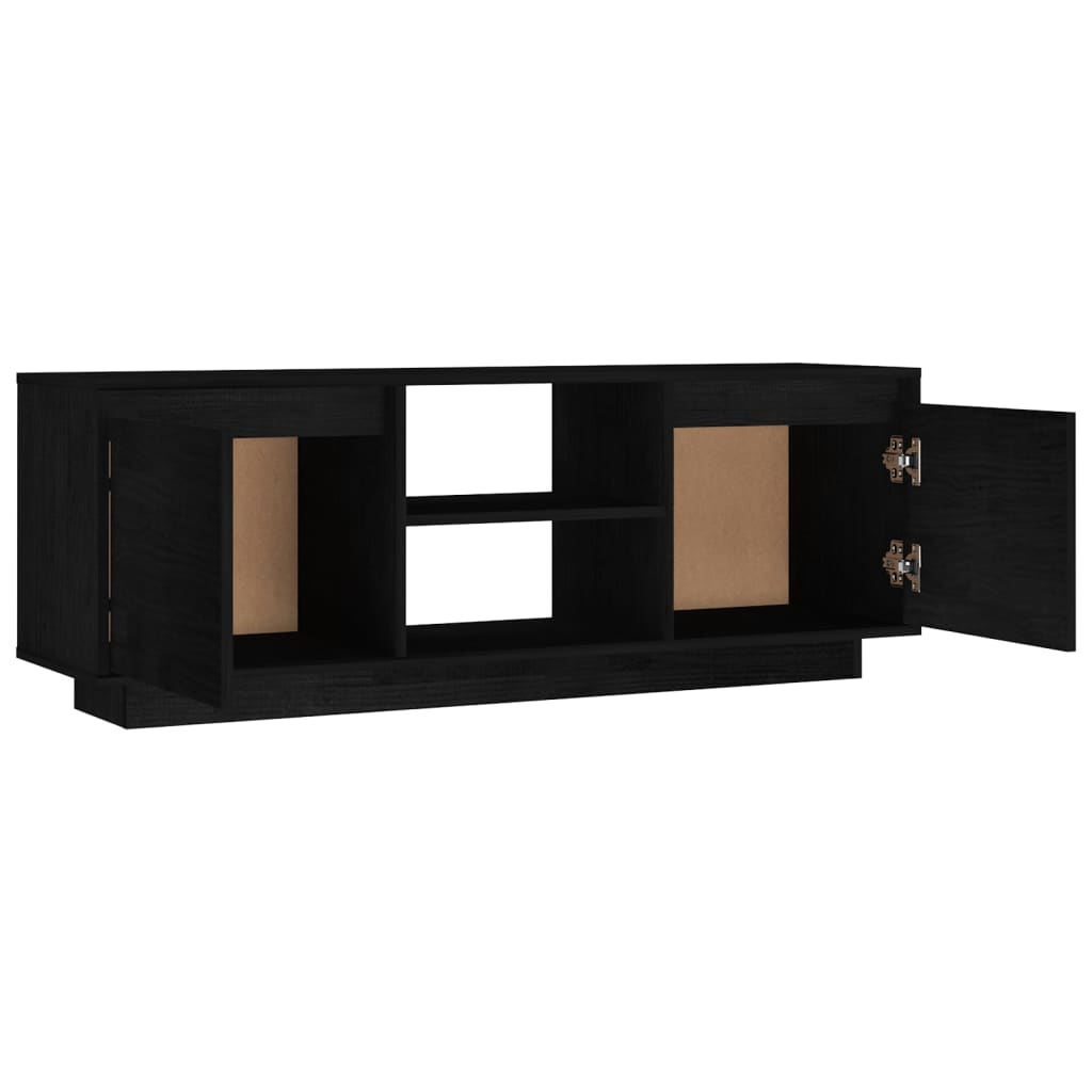 vidaXL Mueble de TV madera maciza de pino negro 110x30x40 cm