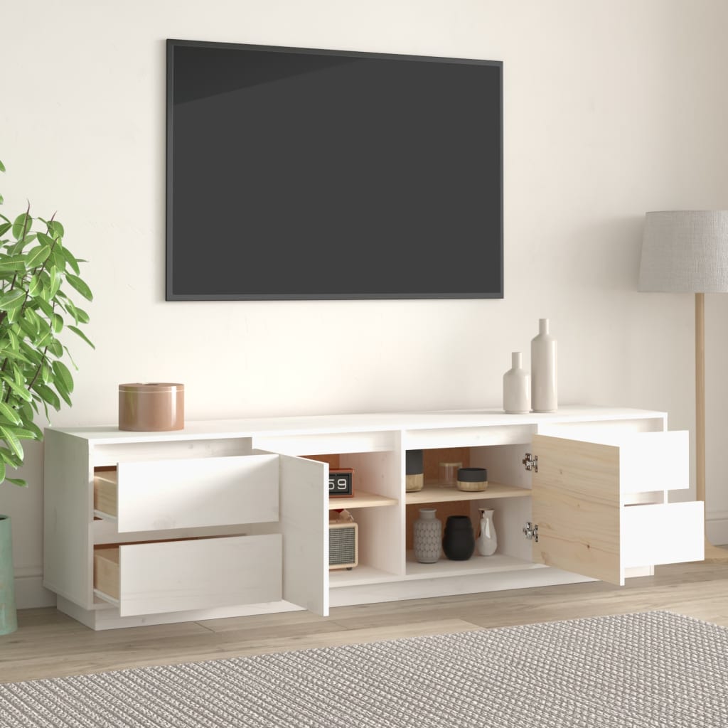 vidaXL Mueble de TV madera maciza de pino blanco 176x37x47,5 cm