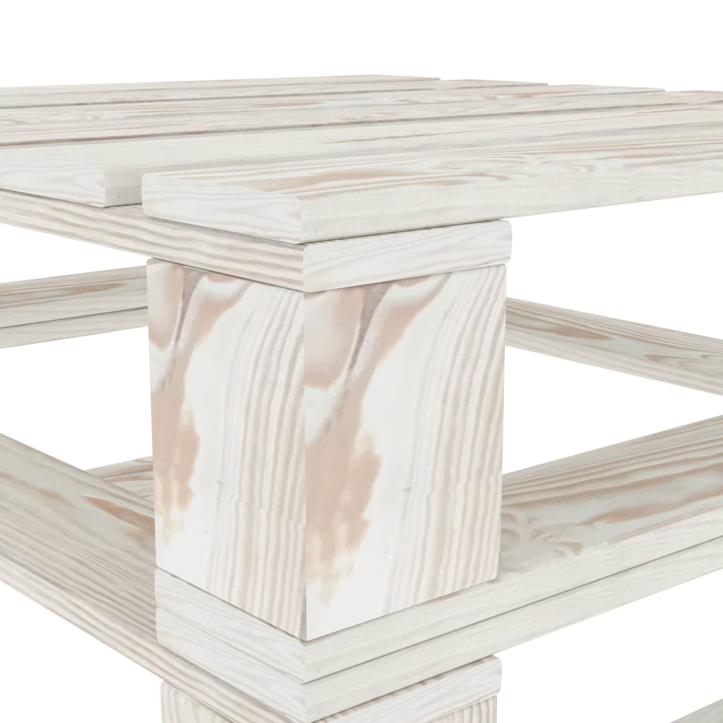 vidaXL Mesa de palés para jardín madera blanco