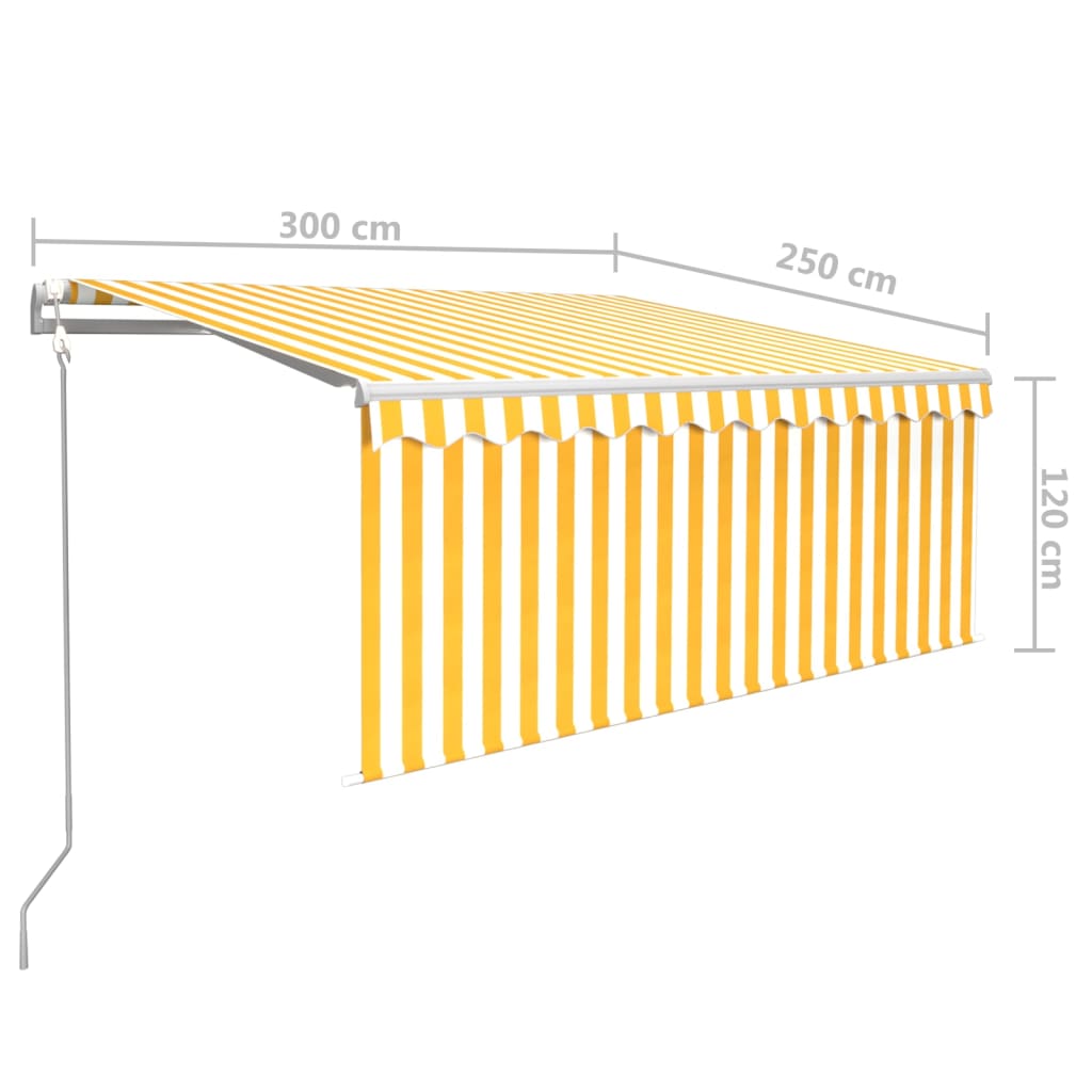 vidaXL Toldo automático retráctil con persiana amarillo blanco 3x2,5m