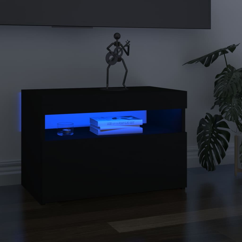 vidaXL Muebles de TV con luces LED 2 uds negro 60x35x40 cm