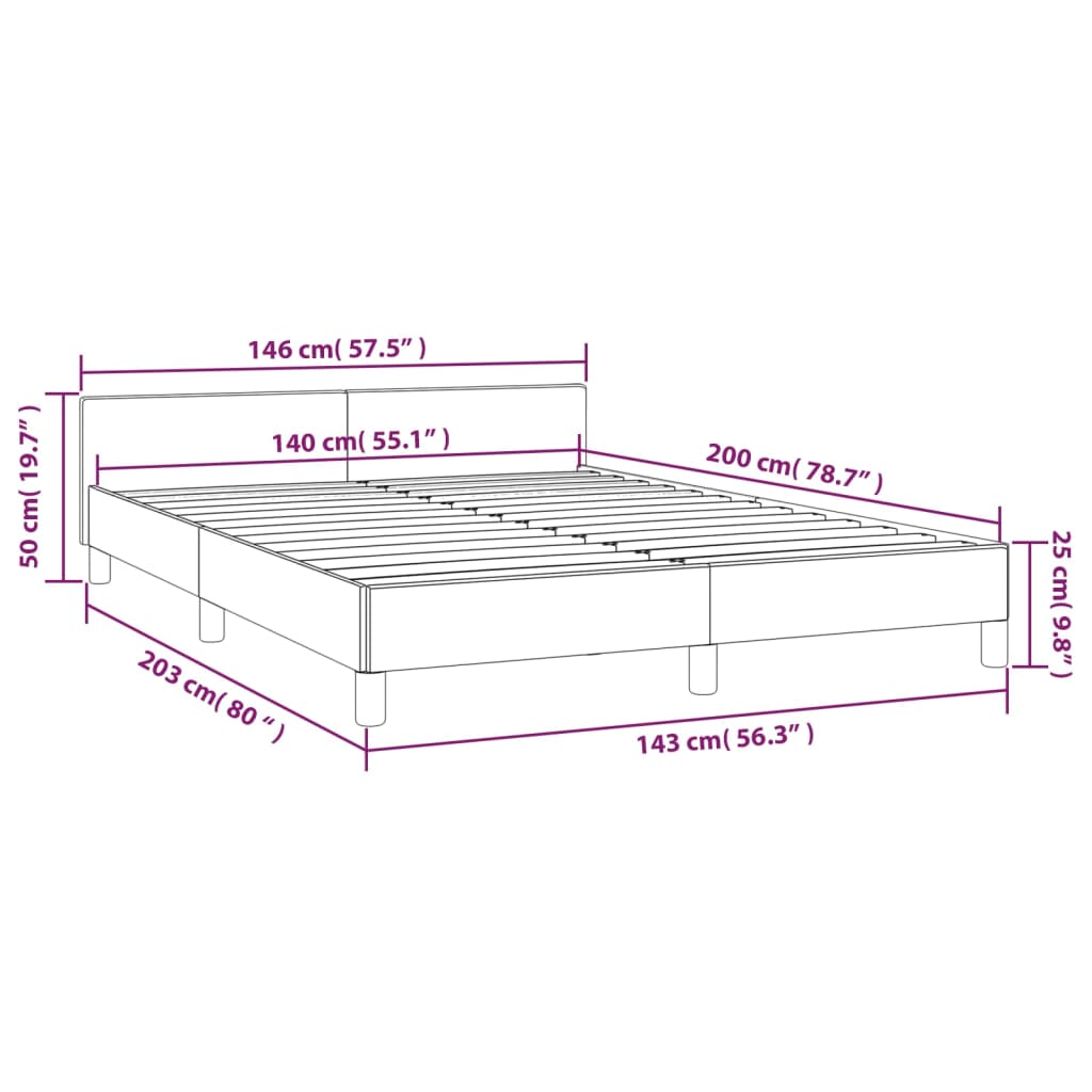 vidaXL Estructura de cama con cabecero de tela gris claro 140x200 cm