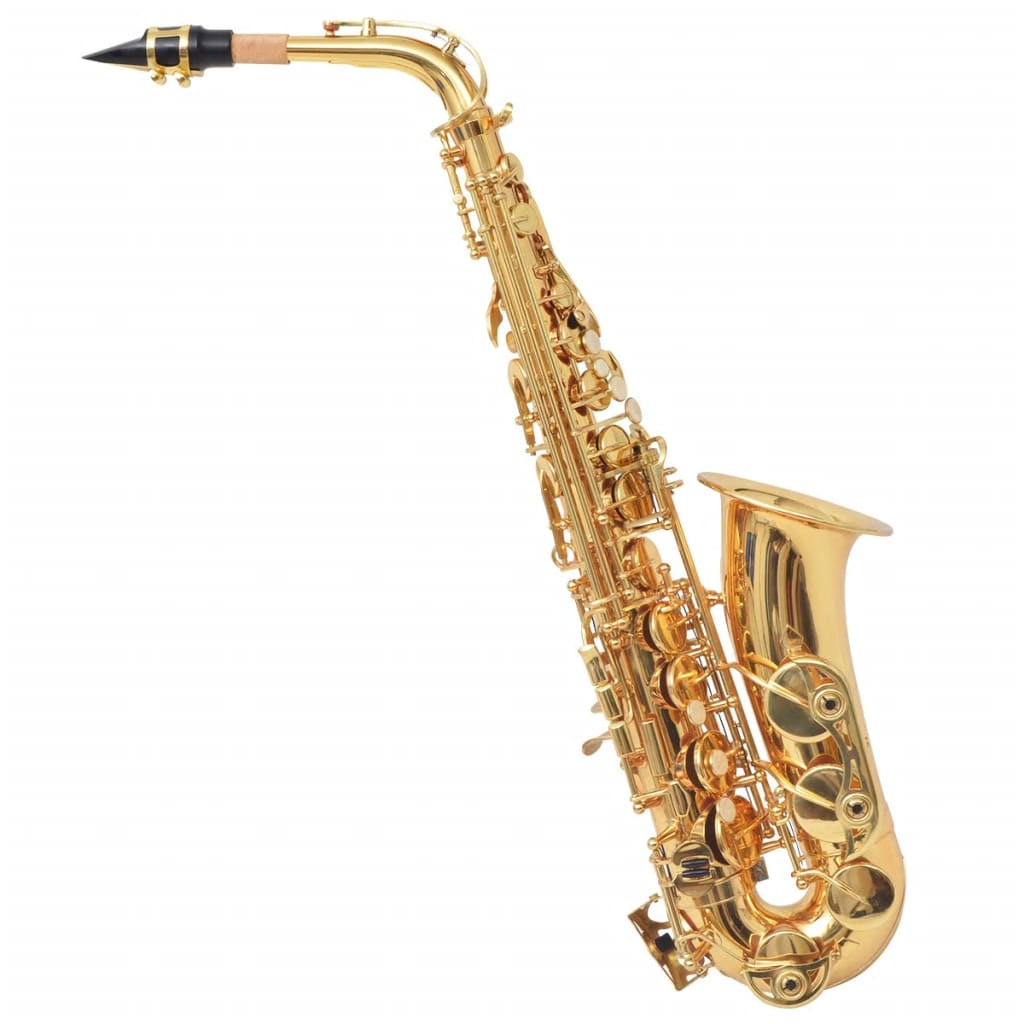 vidaXL Saxofón alto amarillo latón con lacado de oro Eb
