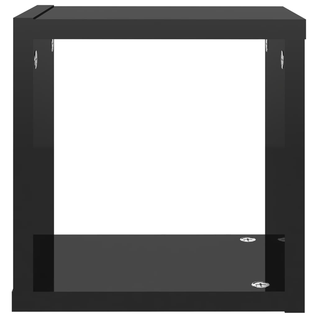 vidaXL Estantes cubo de pared 6 unidades negro brillo 22x15x22 cm