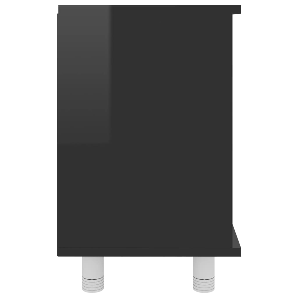 vidaXL Armario de baño madera contrachapada negro brillo 60x32x53,5 cm