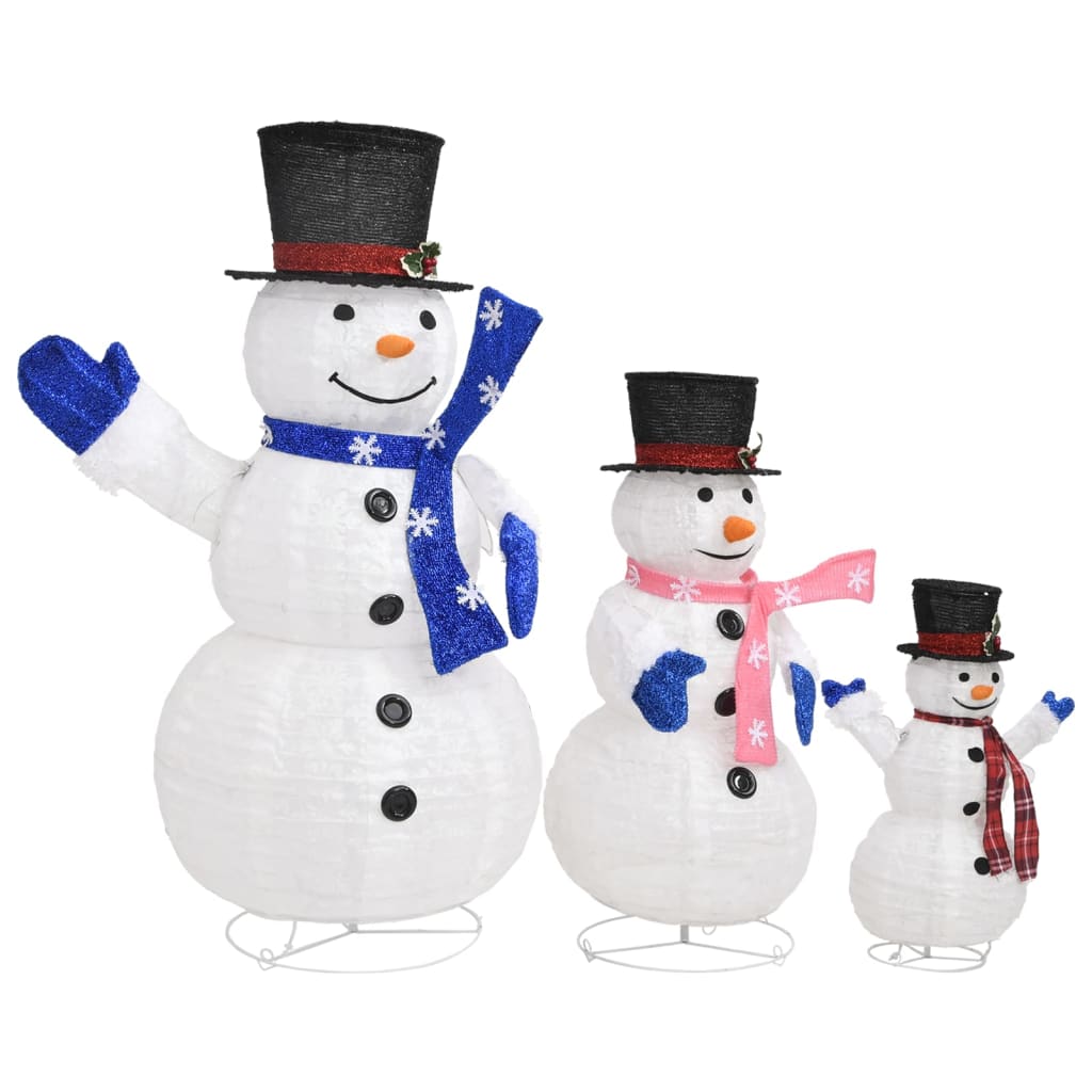 vidaXL Muñecos de nieve decorativos de Navidad con LED tela lujosa