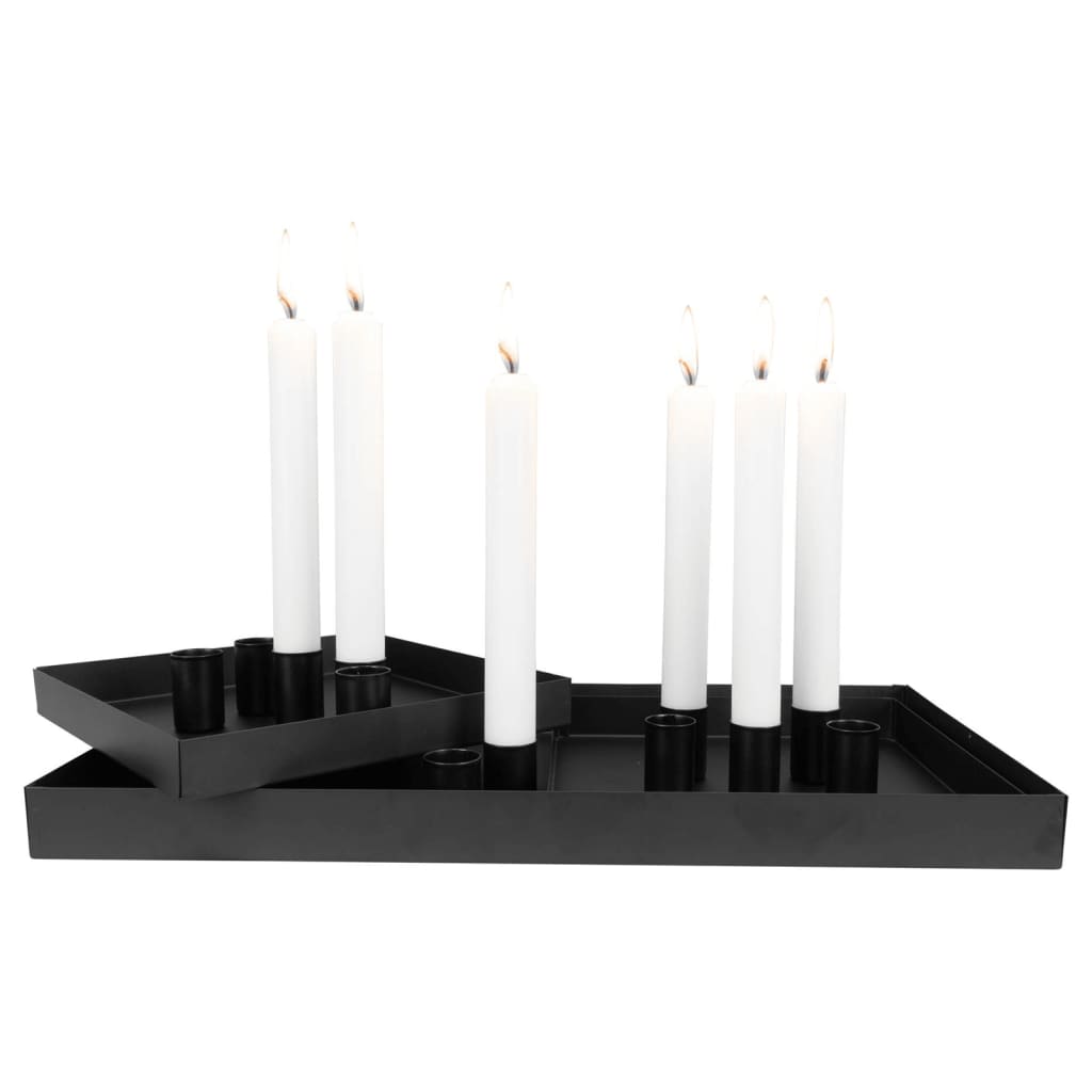 House Nordic Soporte de bandeja Helena con vela de 3 piezas negro