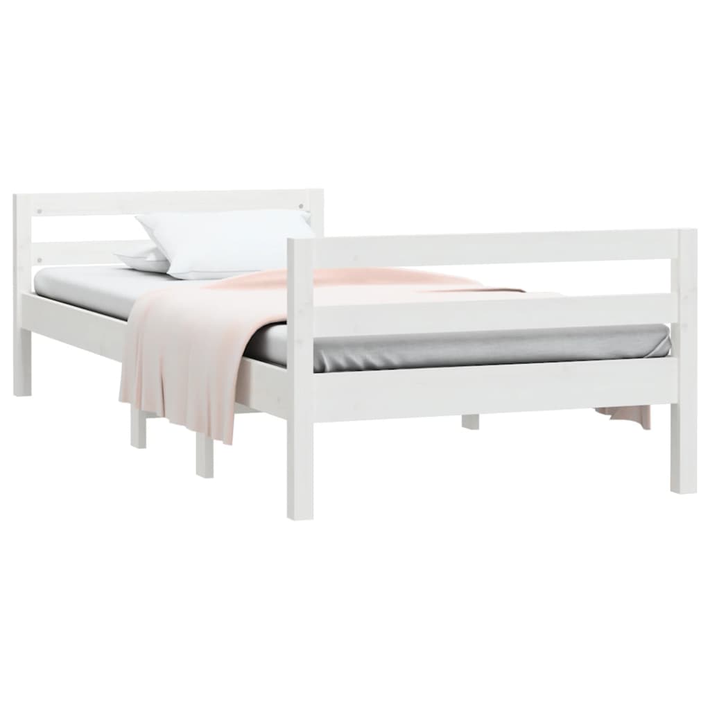 vidaXL Estructura de cama madera maciza de pino blanco 90x200 cm