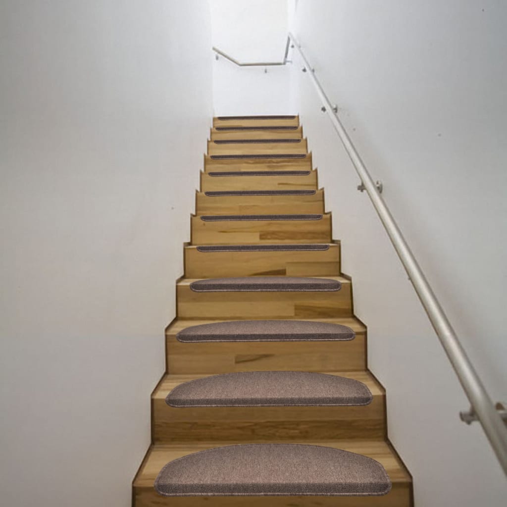 Alfombrillas de escalera, color marrón 15 unidades, 64,5 x 25,5 cm