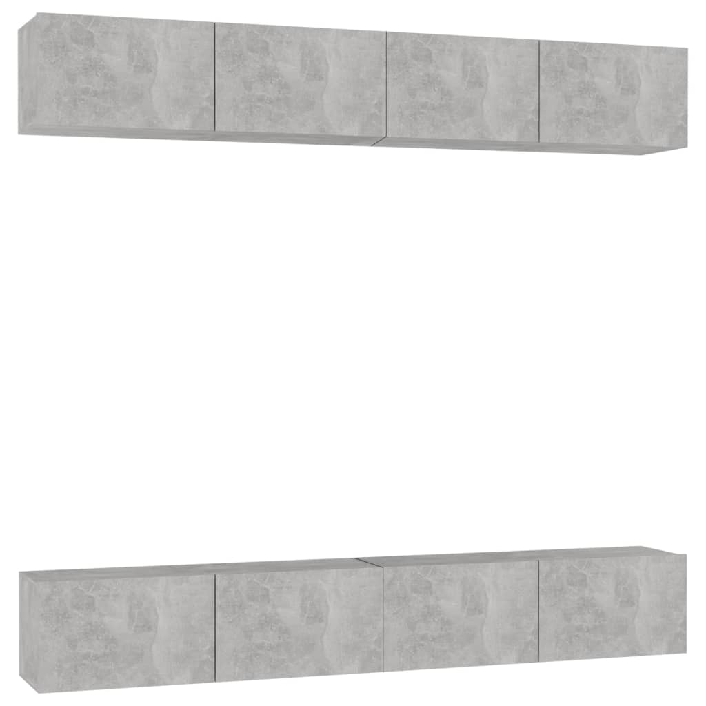 vidaXL Juego de muebles de salón 4 piezas gris hormigón 100x30x30 cm