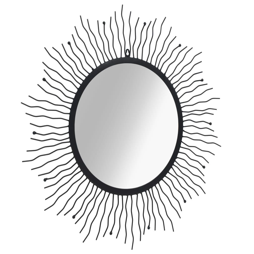 vidaXL Espejo de pared con forma de sol radiante 80 cm negro